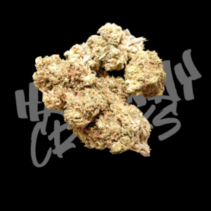 hawaiian haze, cbd flower, flower front, halfway crooks logo back, hemp flower.