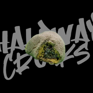 Cbn, moonrock, halfway crooks, cbd, hemp flower covered in extract, moonrock front, logo back.